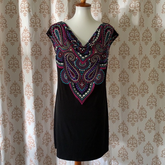 Maggy London Dresses & Skirts - Maggy London short paisley drape neck dress 8
